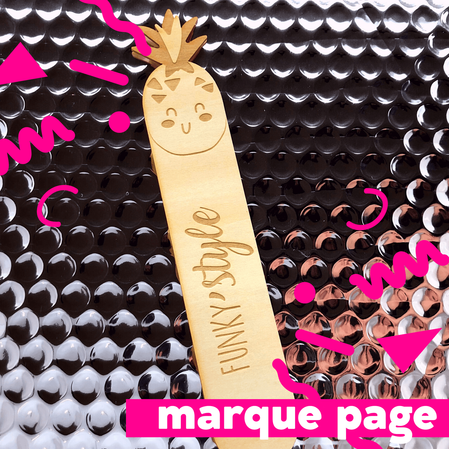 Marque page en bois - Funky Style