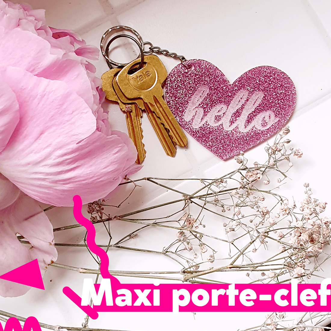 Maxi porte-clef cœur Hello ♥